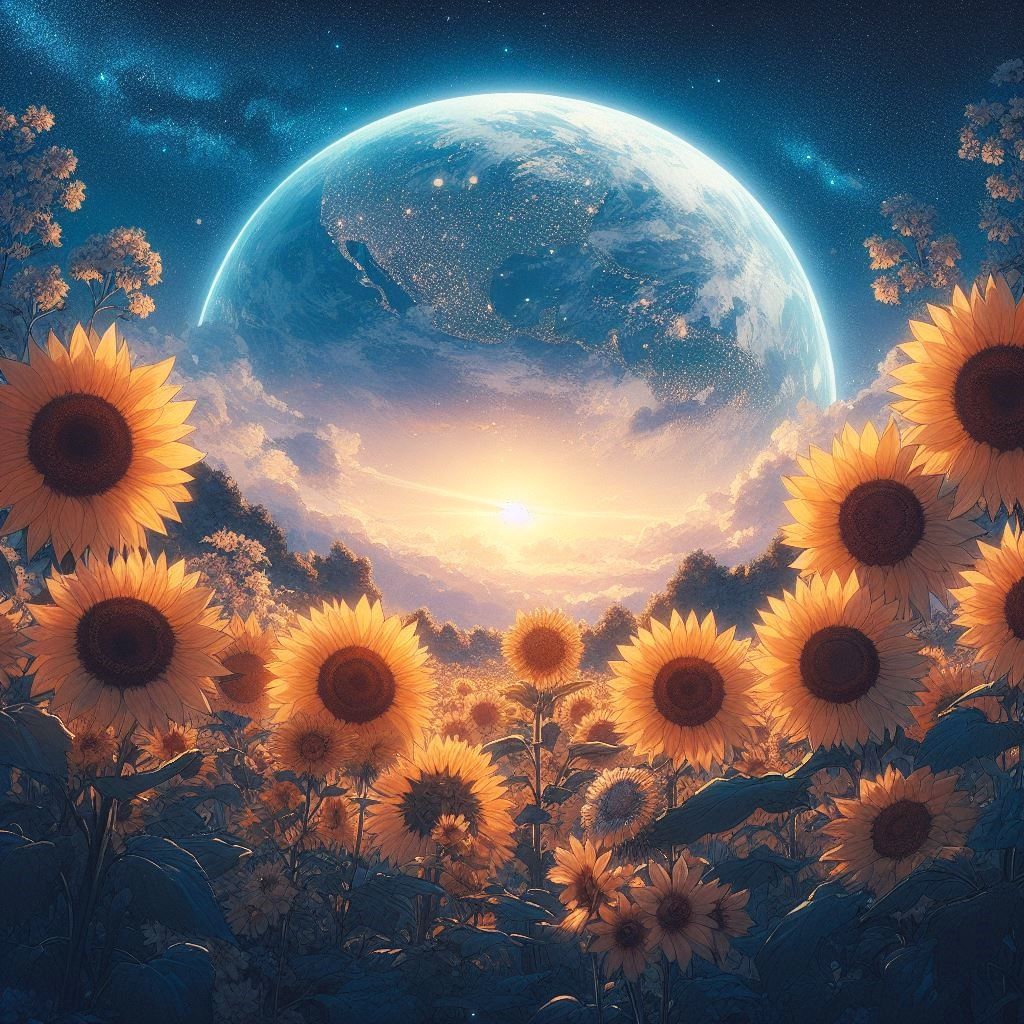 Sunflowers contemplating the Earth