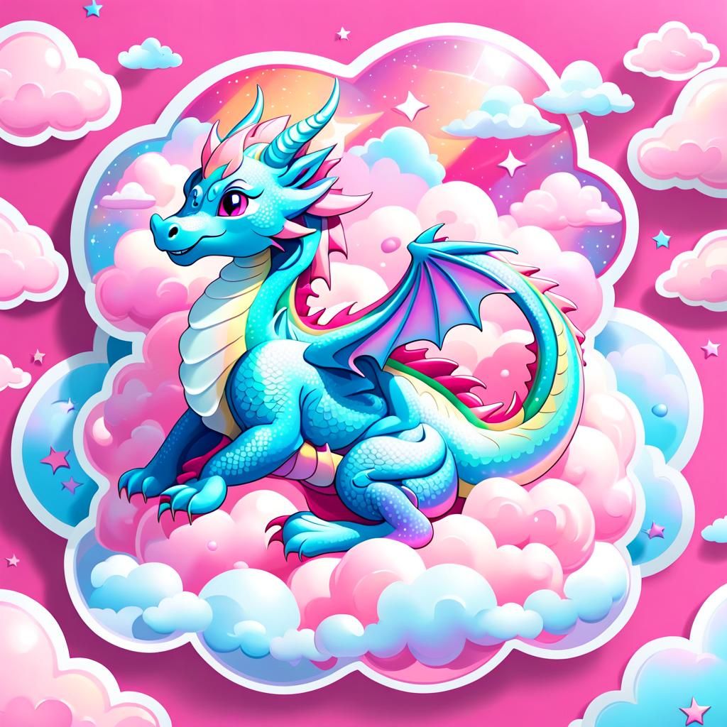 Cotton Candy Dragon - Ai Generated Artwork - Nightcafe Creator