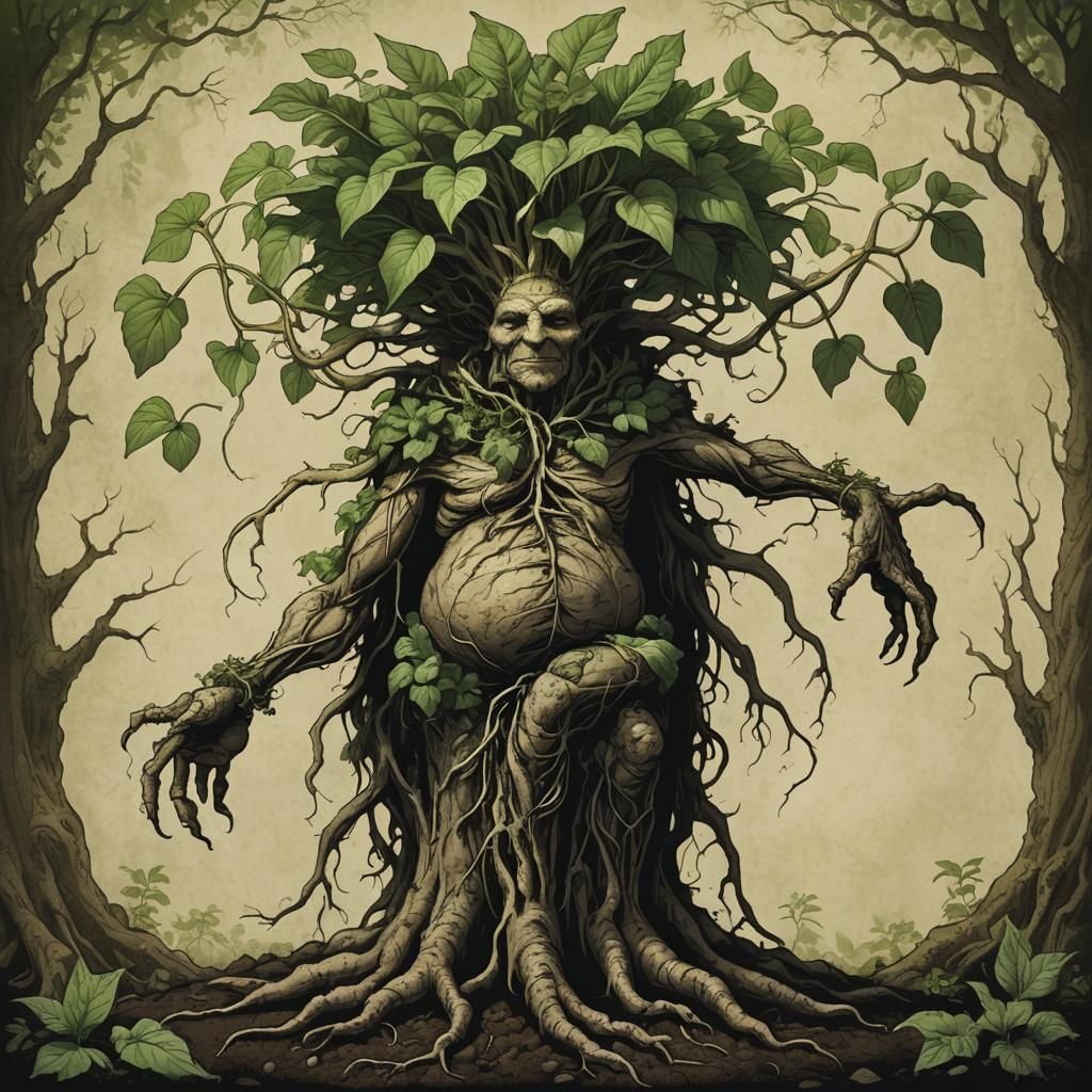 A dark fantasy mandrake.  by @Krizza