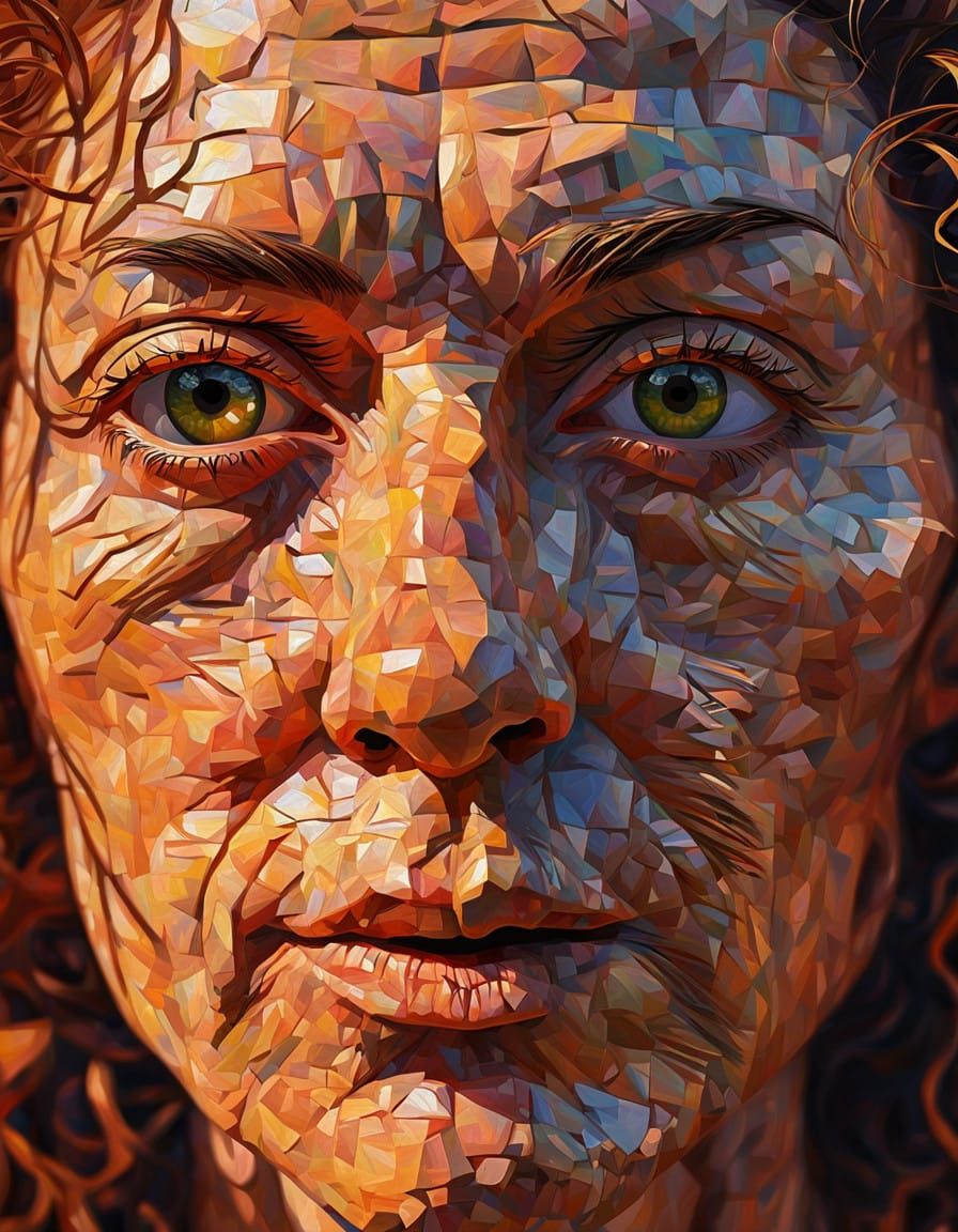 Expressionist Portrait of a Girl with Wild Hair