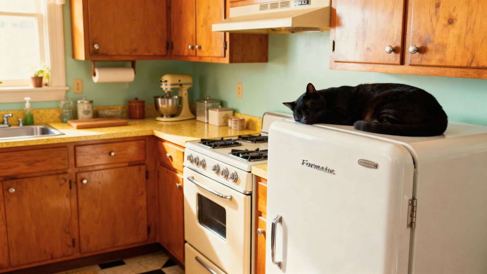 A 1950s kitchen on a purr-fect afternoon  by @Macbeth