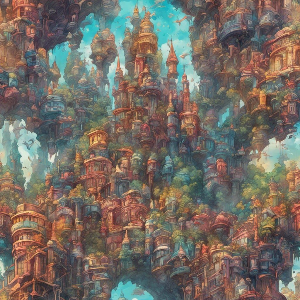 A shiny, glittery Emerald city with sparkles and shiny glitt...