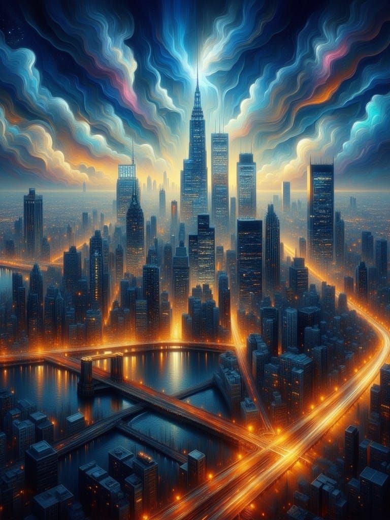  <lora:Luminist Flux:1.0> New York cityscape, luminist style 