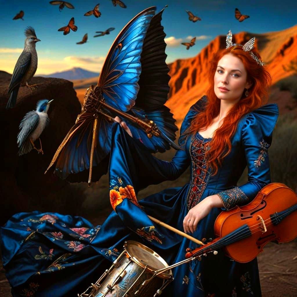 Surrealistic Beauty with Fantastical Creatures in Vibrant Co...