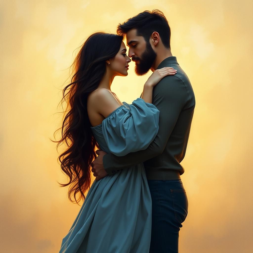Romantic Embrace in Dreamy, Ethereal Lighting
