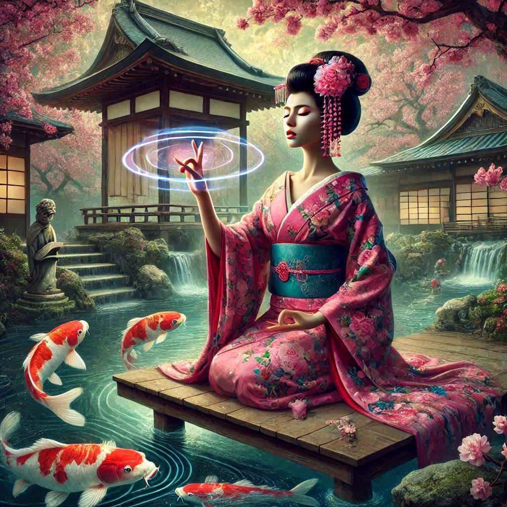Geisha practicing telekinesis !!