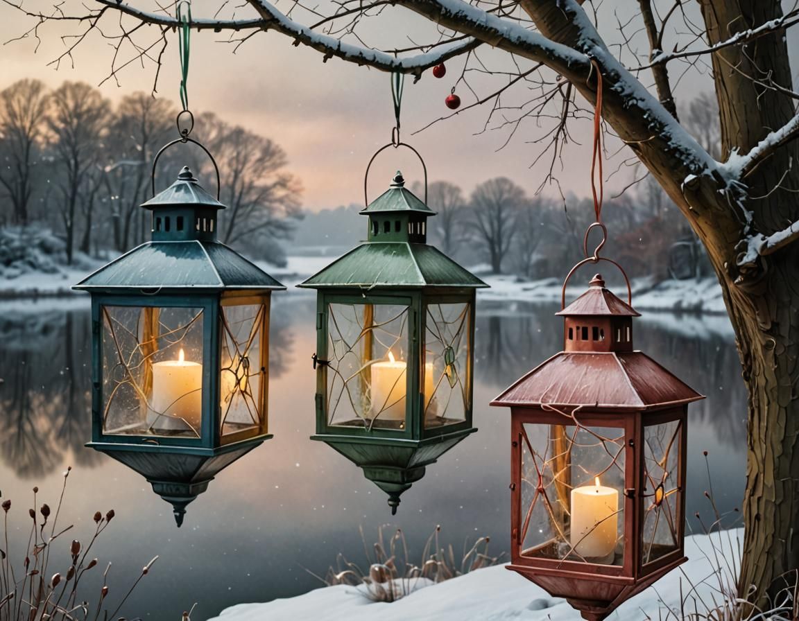 Three lanterns on a tree