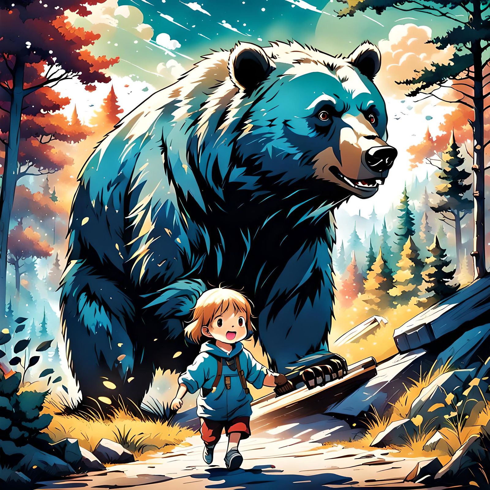 A child and a bear...