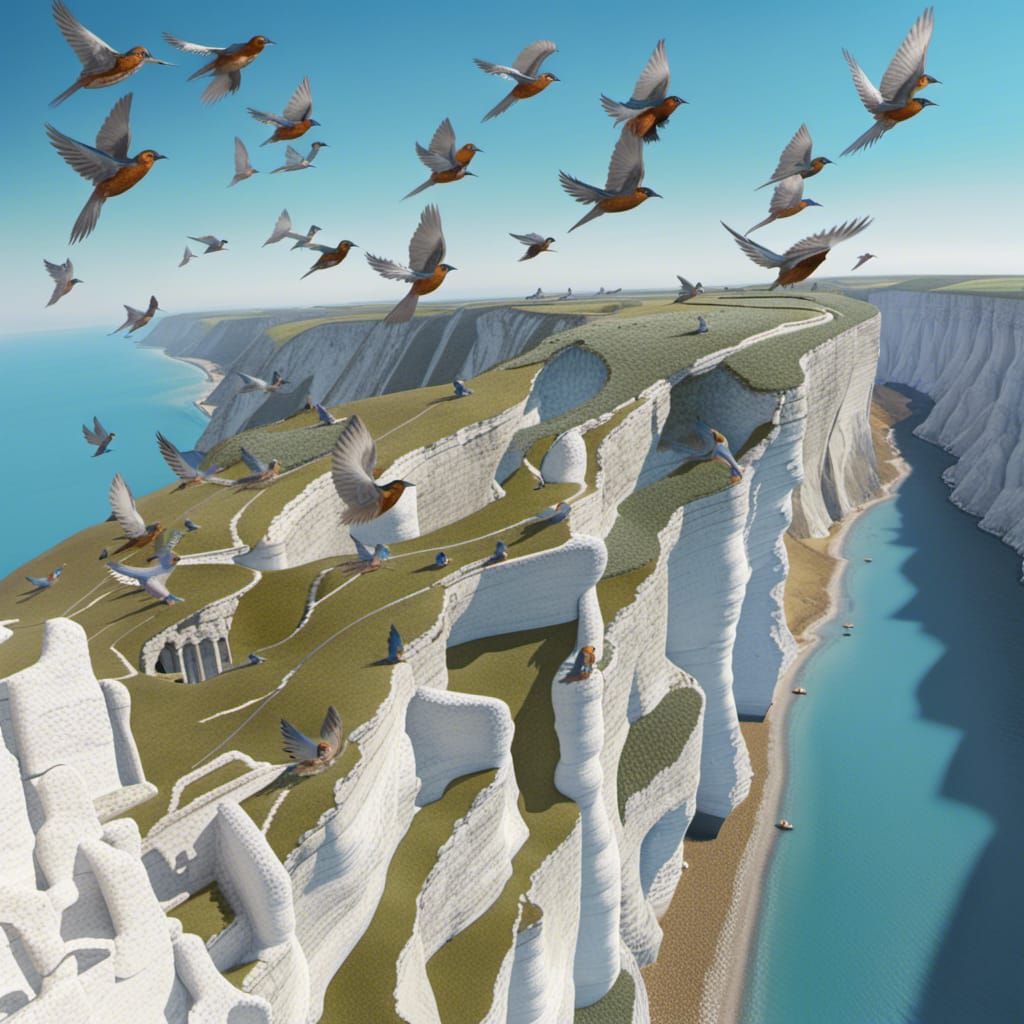 bluebirds over the white cliffs of dover 2 AI Generated Artwork