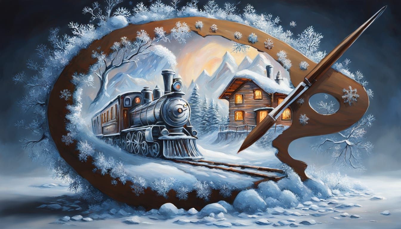 Winter Train on Artist’s Palette  by @Angelik
