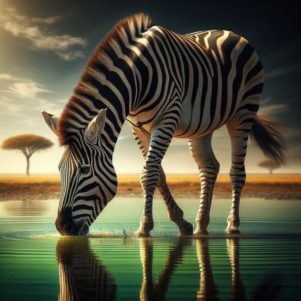 Zebra Drinking