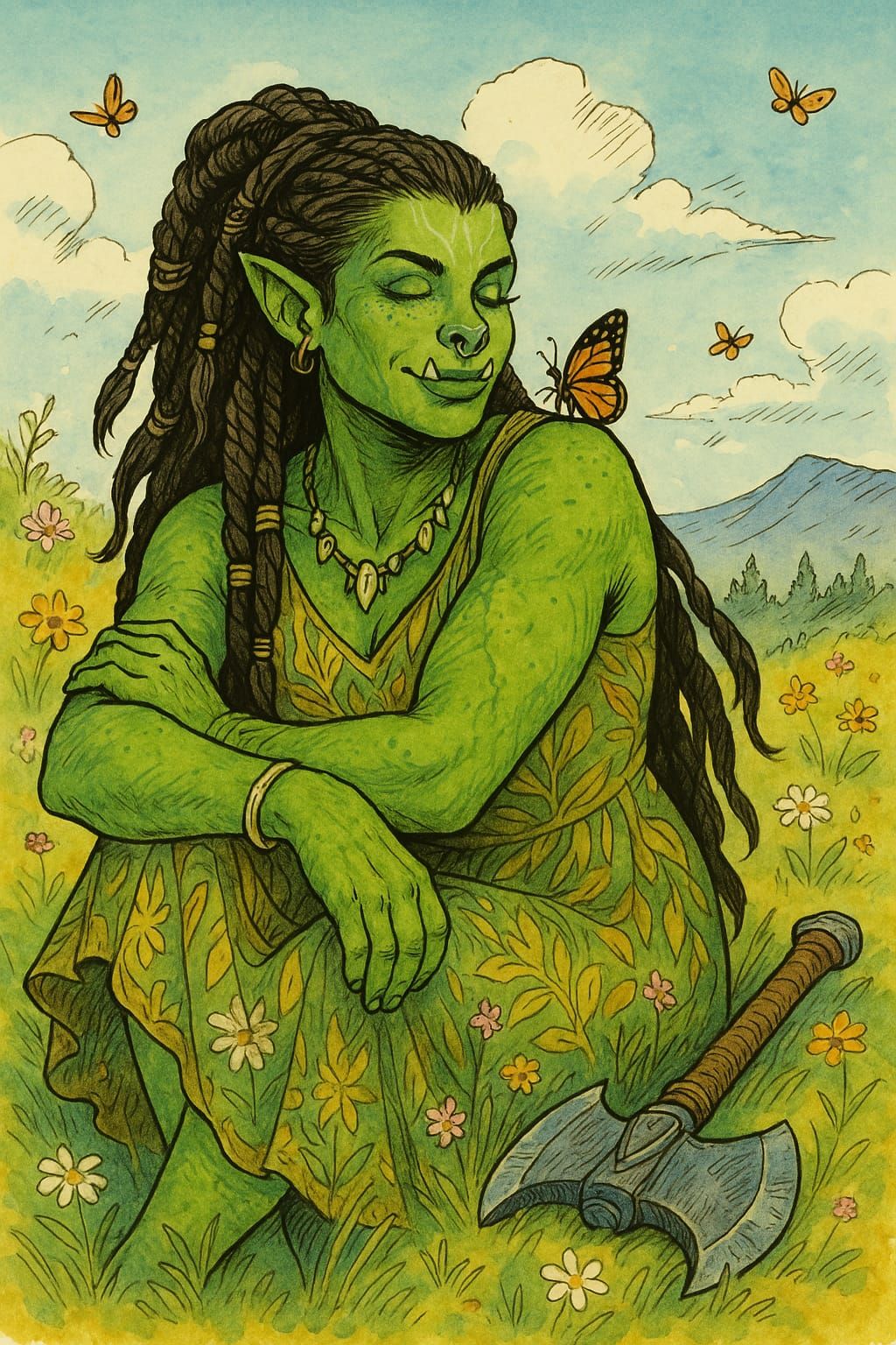Female Orc in meadow