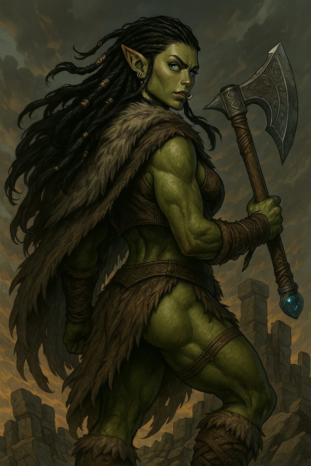 Female Orc barbarian