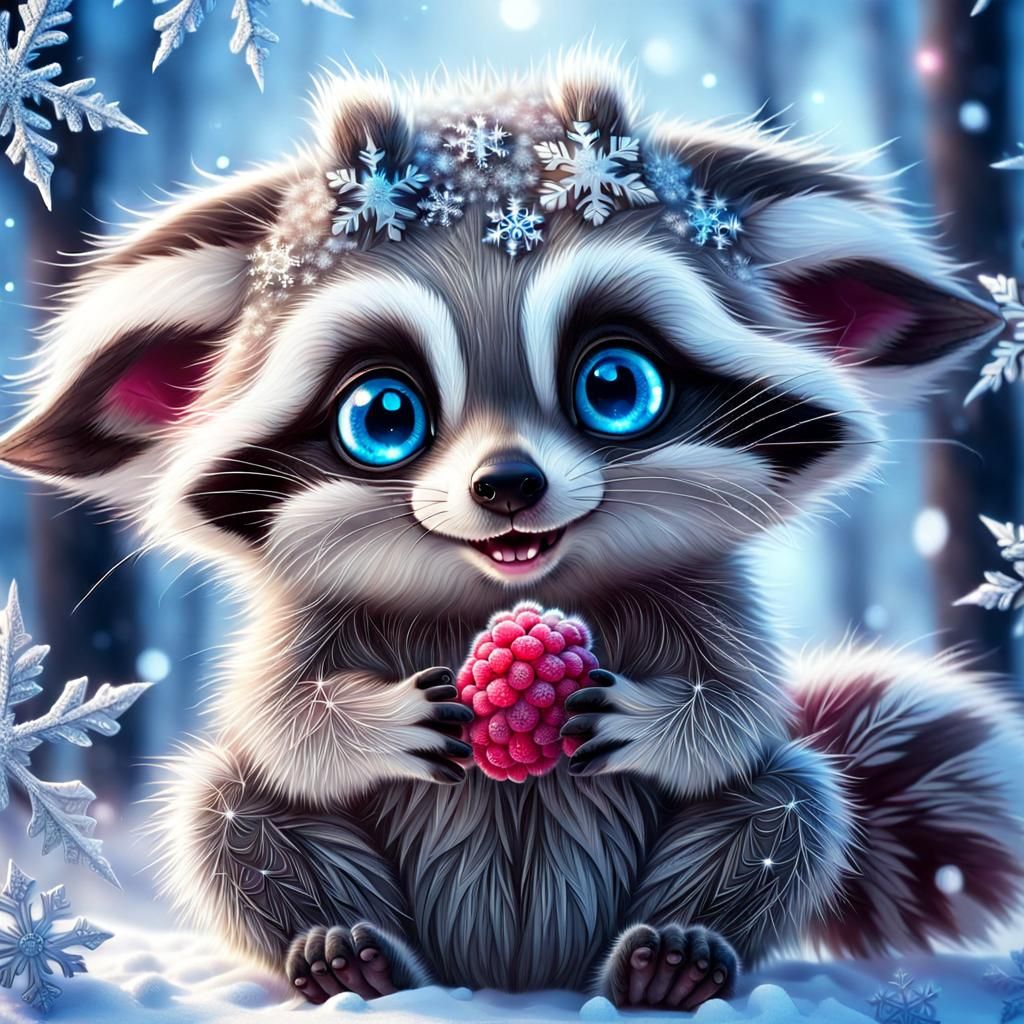 Baby forest creature with a berry