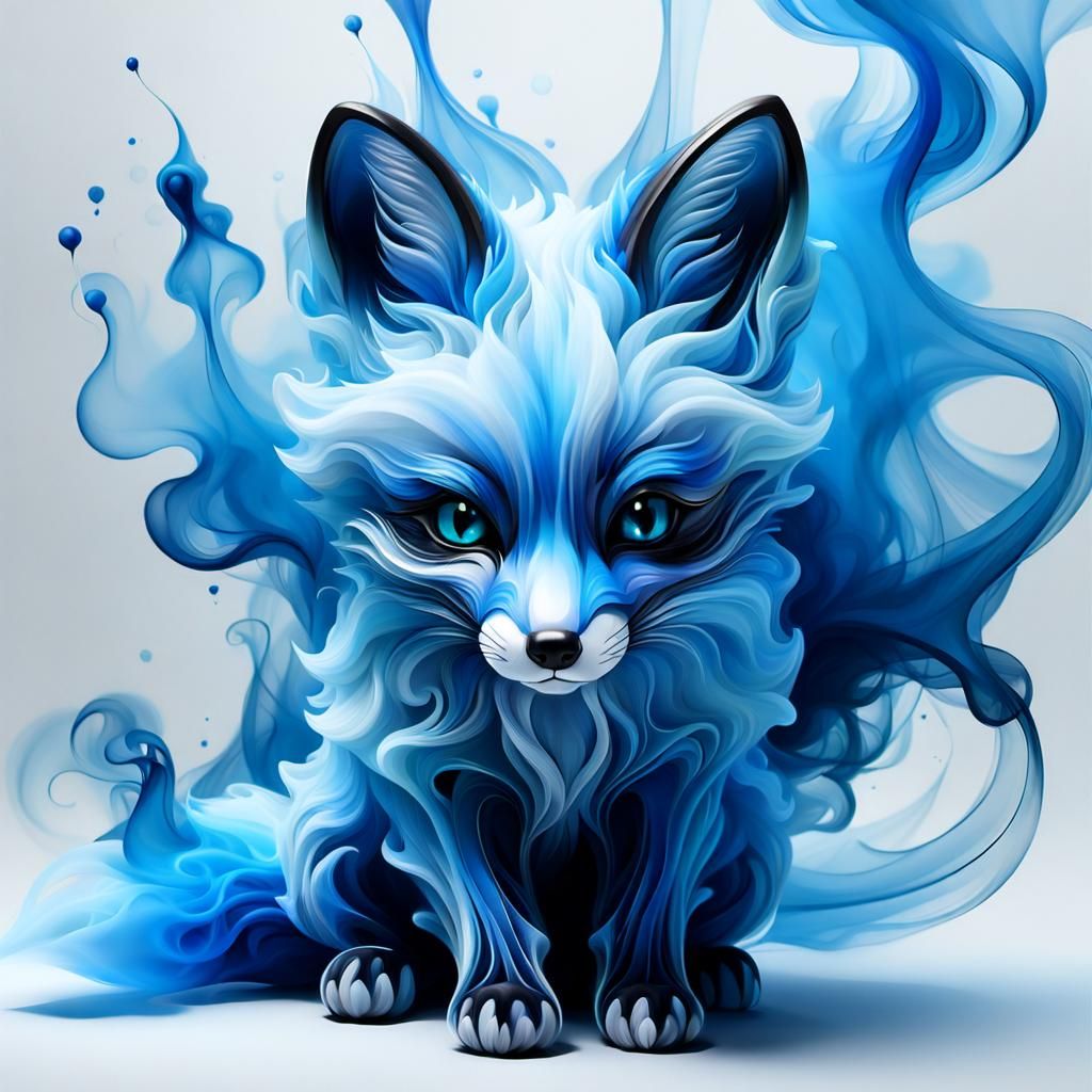 Smokin' Blue Fox - AI Generated Artwork - NightCafe Creator