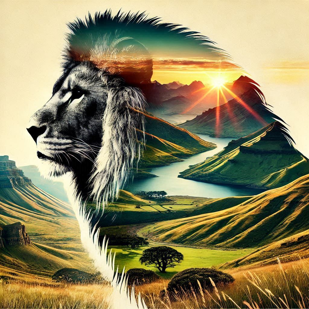 double exposure beautiful fantasy DALL-E 3 portrait landscape..