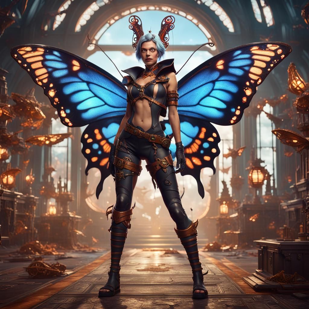 Steampunk insane fey creature