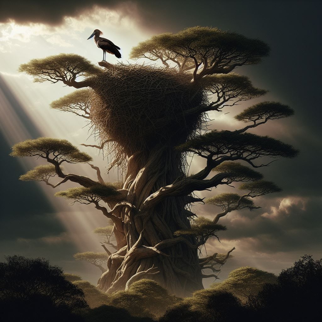 Hammerkop bird and nest