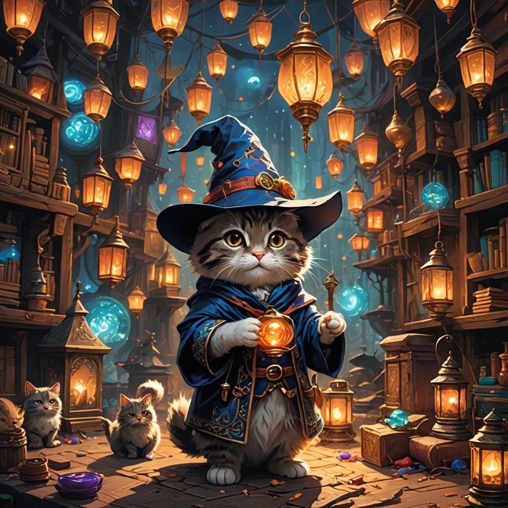 Mini wizard, mini lantern - AI Generated Artwork - NightCafe Creator