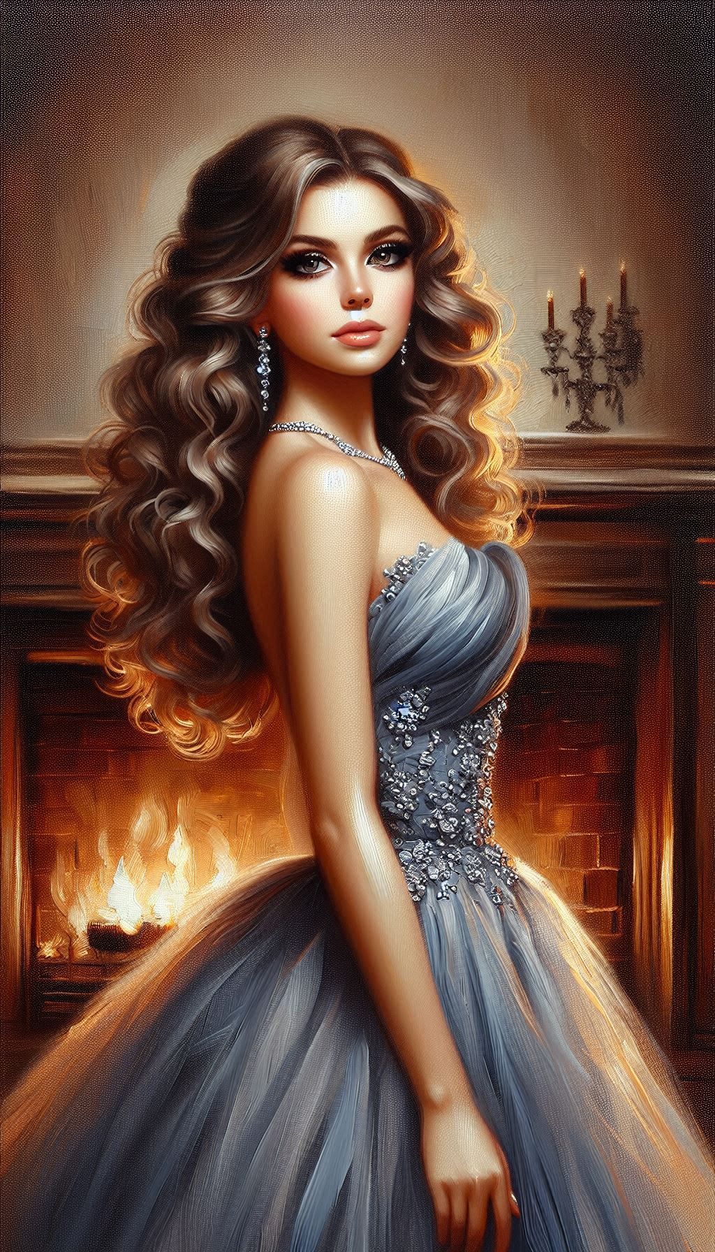 Abendrobe in Rauchblau