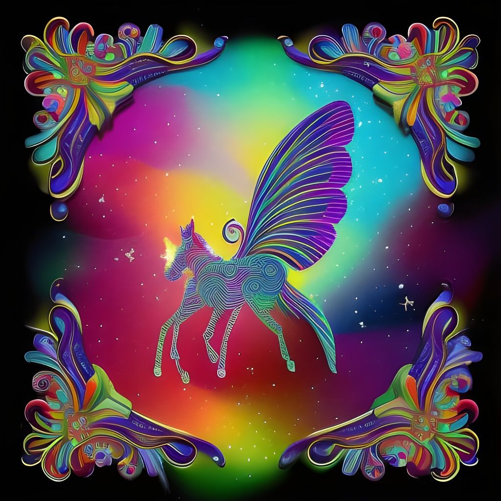 Rainbow Horse Butterfly String~Art