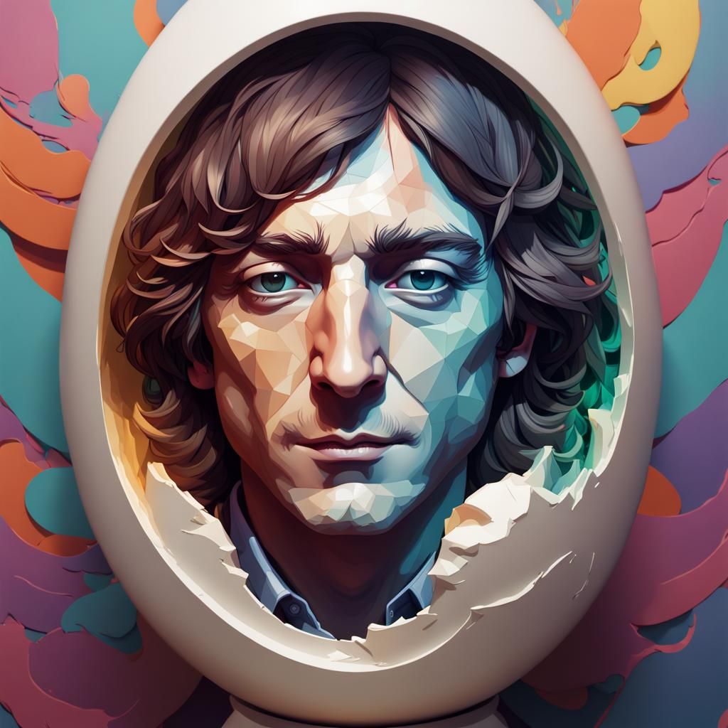 Lennon´s face in an egg