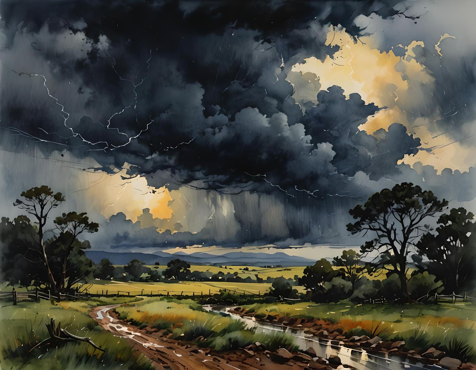 Contrast of the dark stormy sky and the illuminated part of the landscape  by @ann shafour