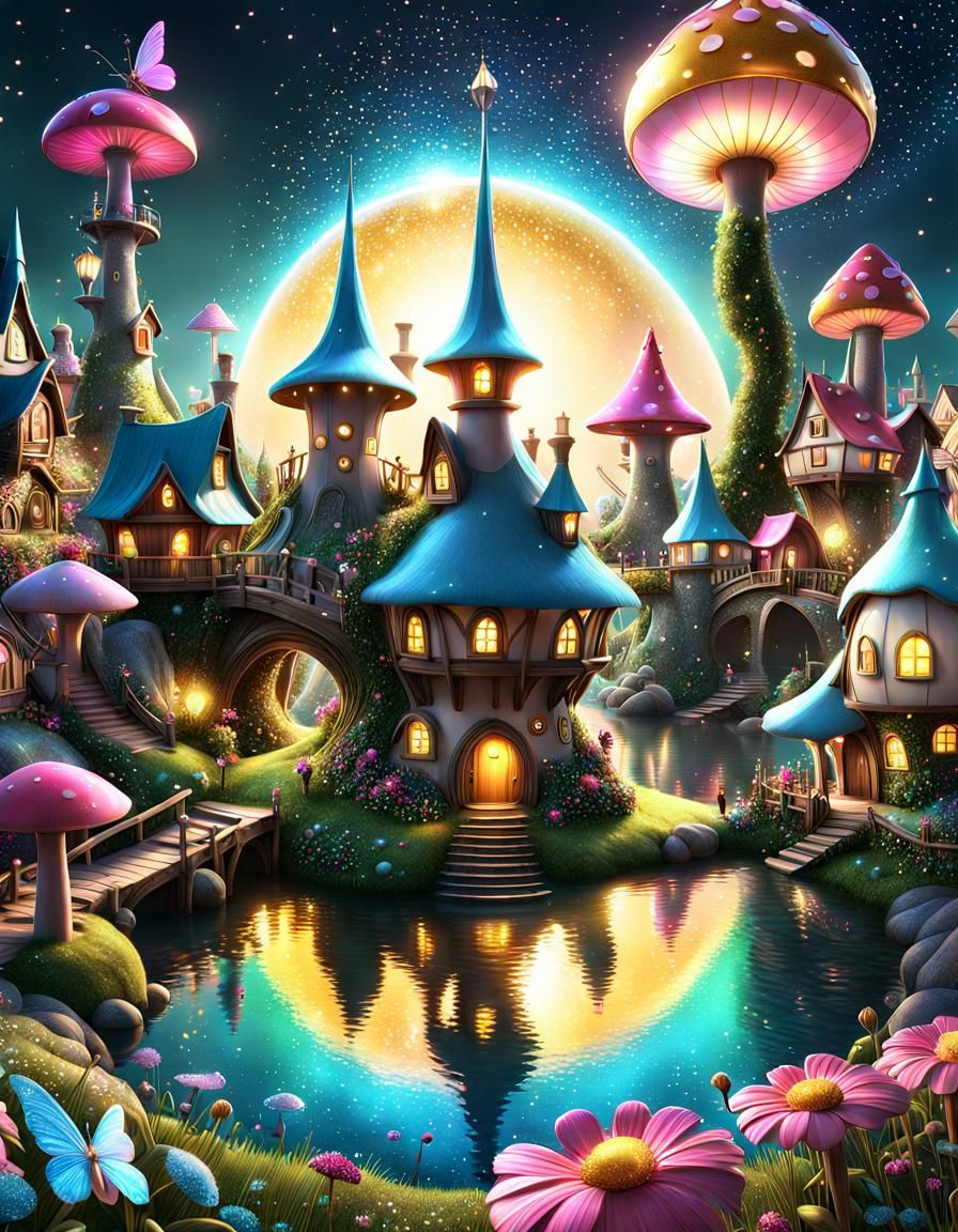 Fairy Village AI Generated Artwork NightCafe Creator