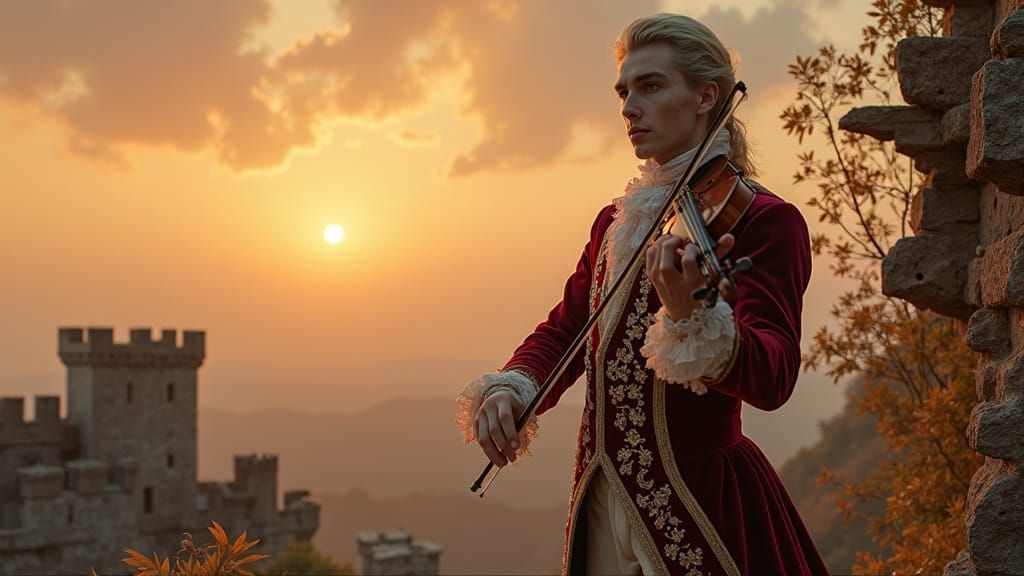 Fiddler on Castle Roof in Baroque Style