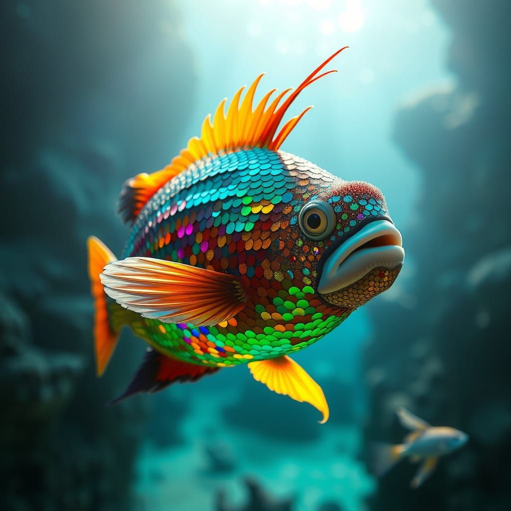 Majestic Parrot Fish in Cinematic Oceanic Scene