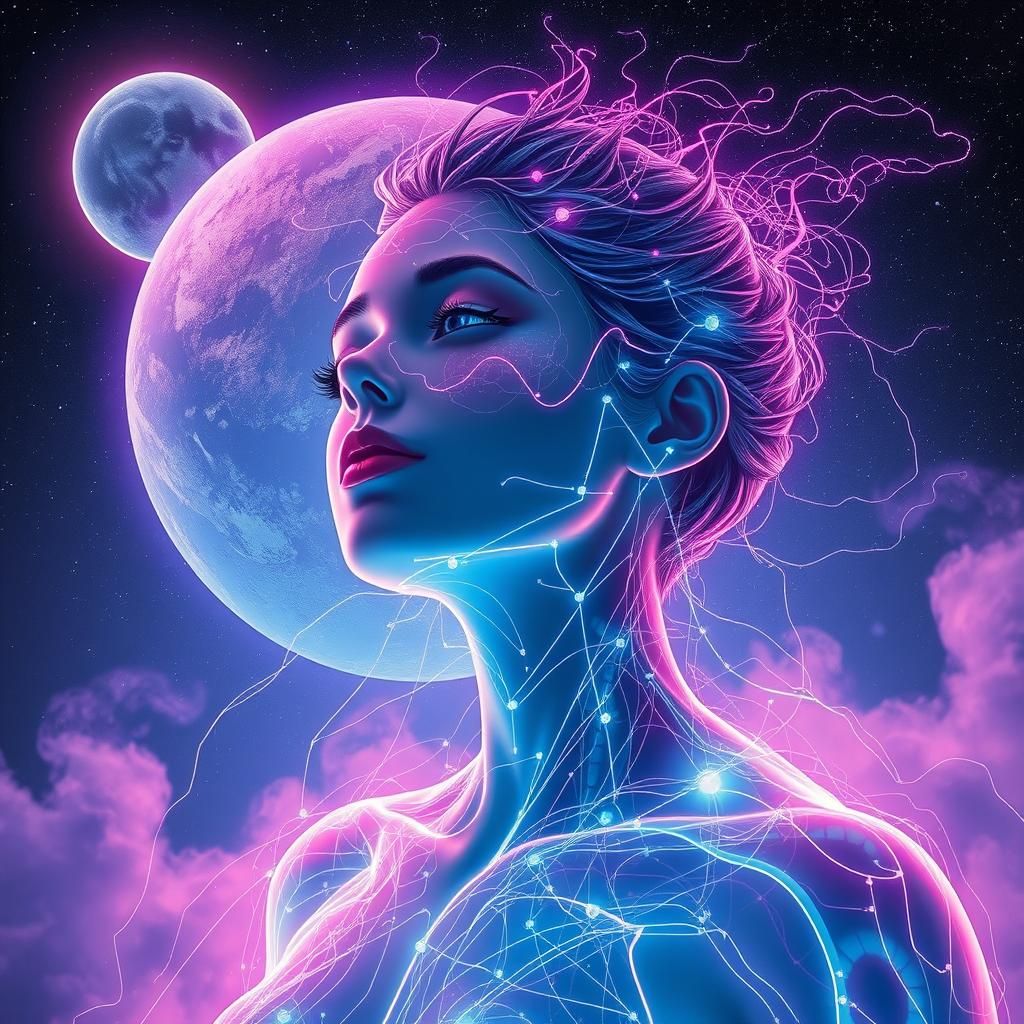 Cyber Genesis: Neon Punk Celestial Transformation