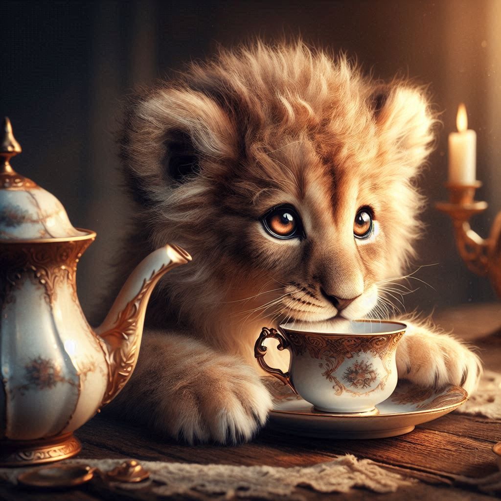 Lion with Teacup