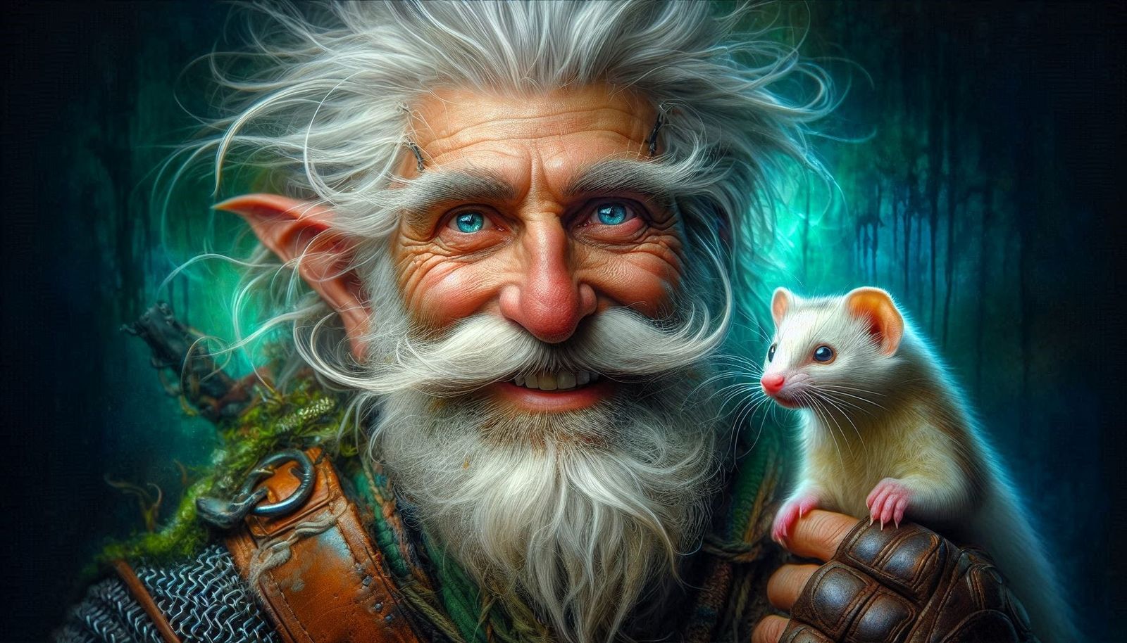 Fantasy character with his pet weasel