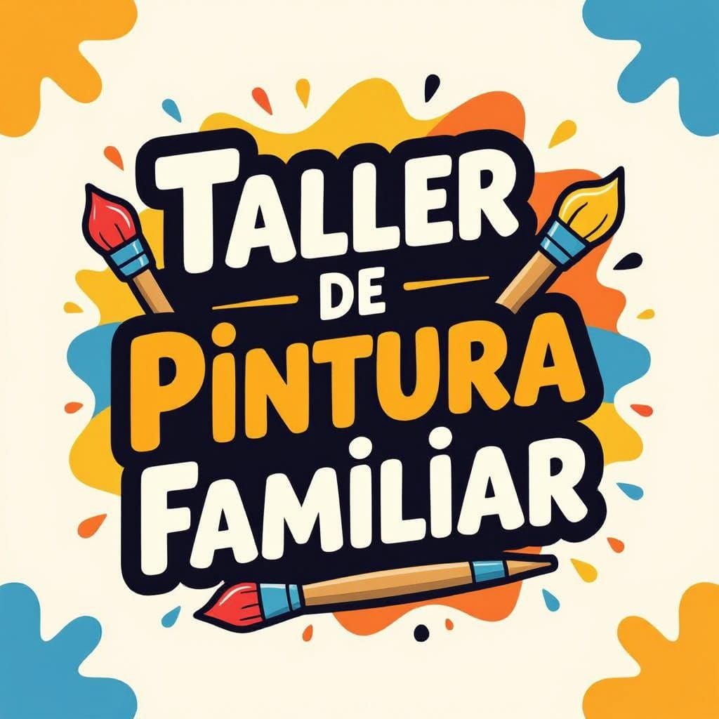 Un diseño de una publicidad de un taller de pintura para toda la familia.