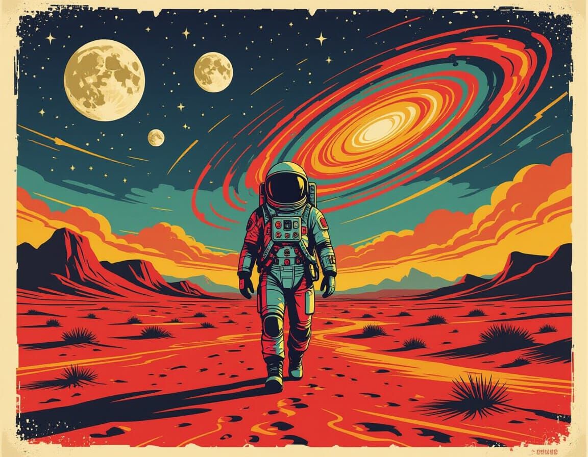 Astronaut on Crimson Alien Desert  by @JBrosque