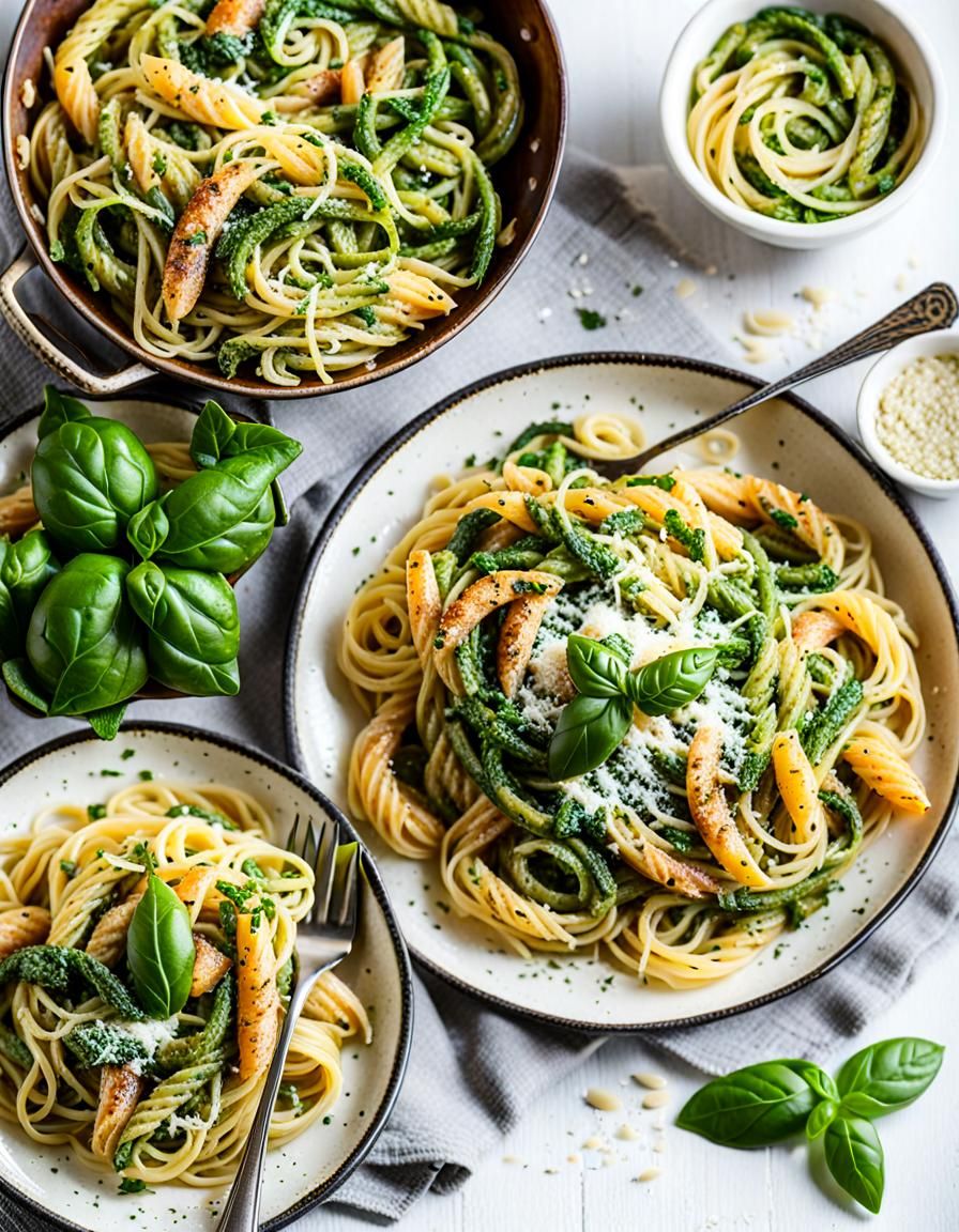 pesto Pasta Dishs  by @Matthew Convento