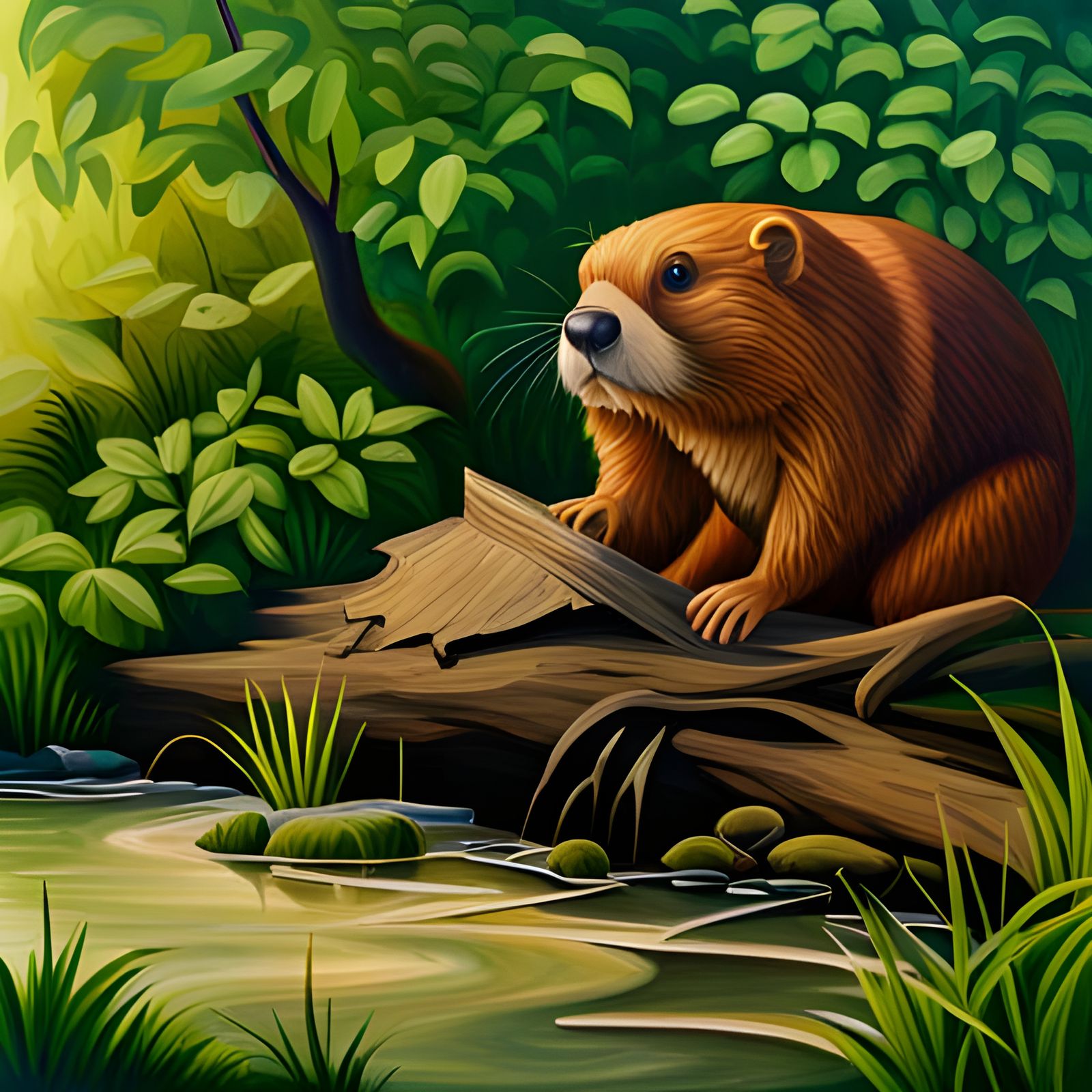 A Beaver Building A Dam - Ai Generated Artwork - Nightcafe Creator