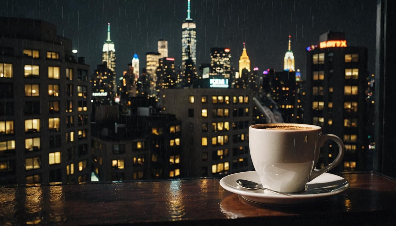 A coffee at night in NightCafé