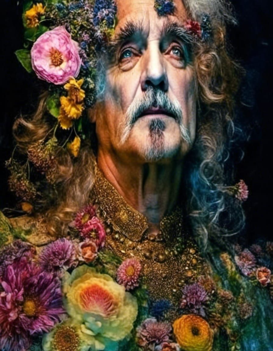 OLD HIPPIE FLOWER MAN AI Generated Artwork NightCafe Creator