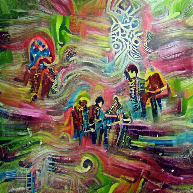 Abstract Detailed painting 60’s psychedelic rock band