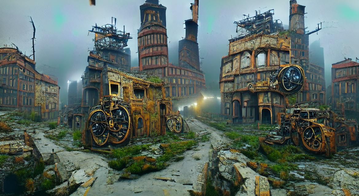Post Apocalyptic Steampunk City - AI Generated Artwork - NightCafe Creator