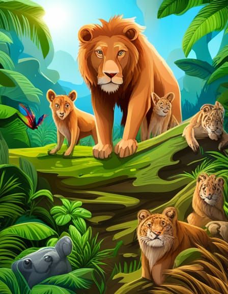 Lion's Jungle - Ai Generated Artwork - Nightcafe Creator