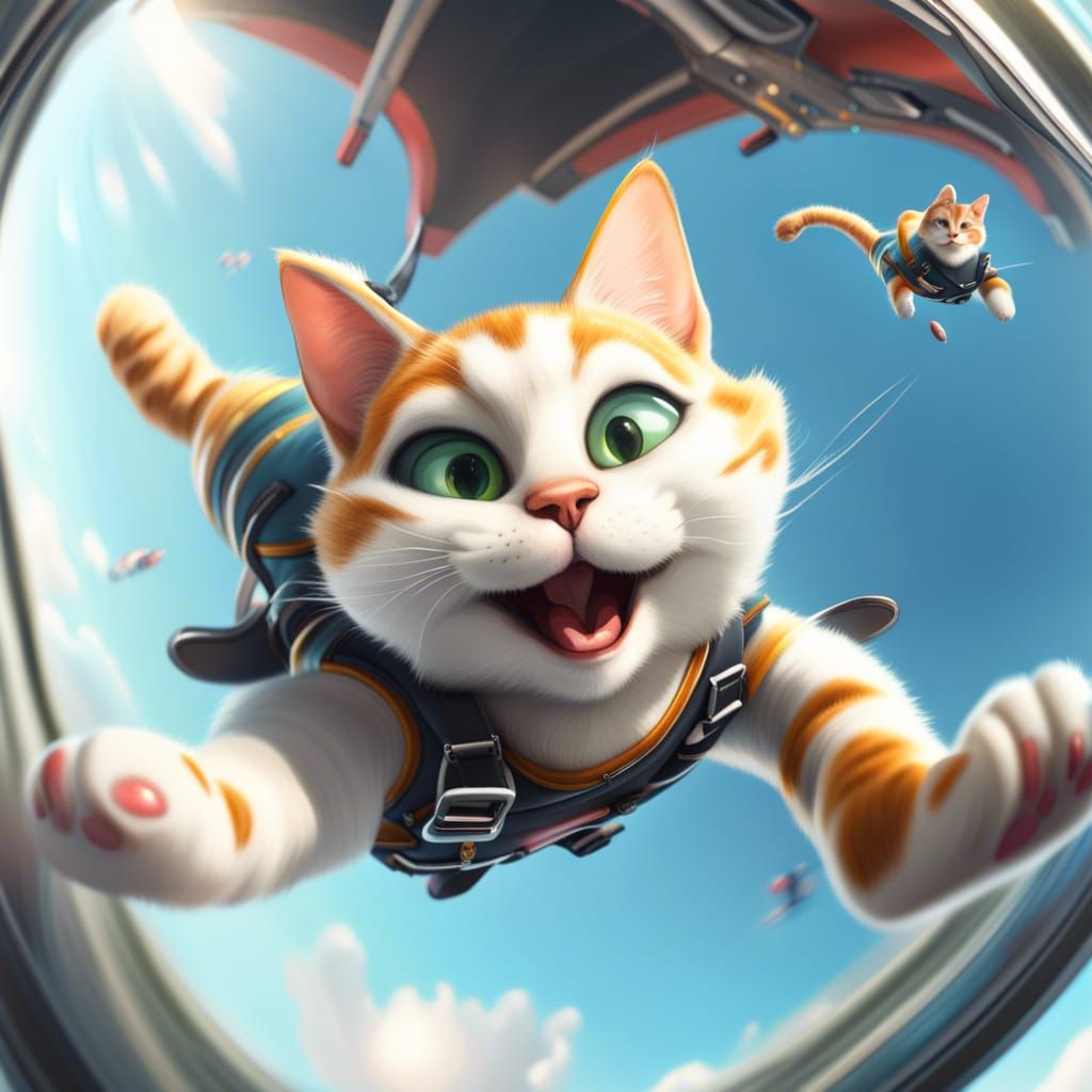 skydiving cat - AI Generated Artwork - NightCafe Creator