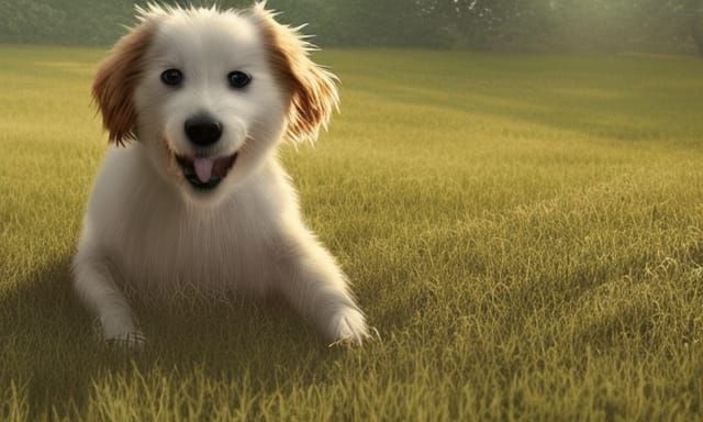 dog playing on a grass
