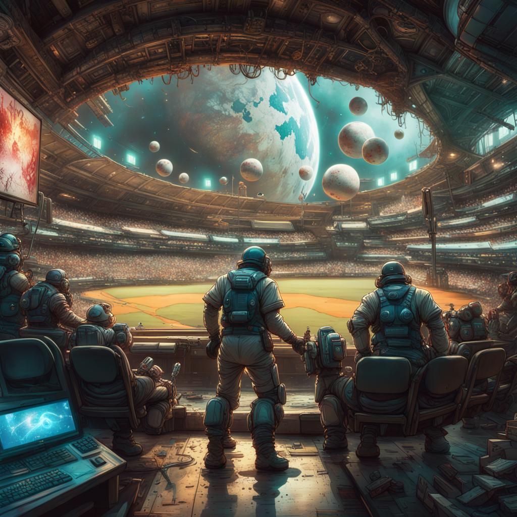Intergalactic Baseball Game  by @Retrologica
