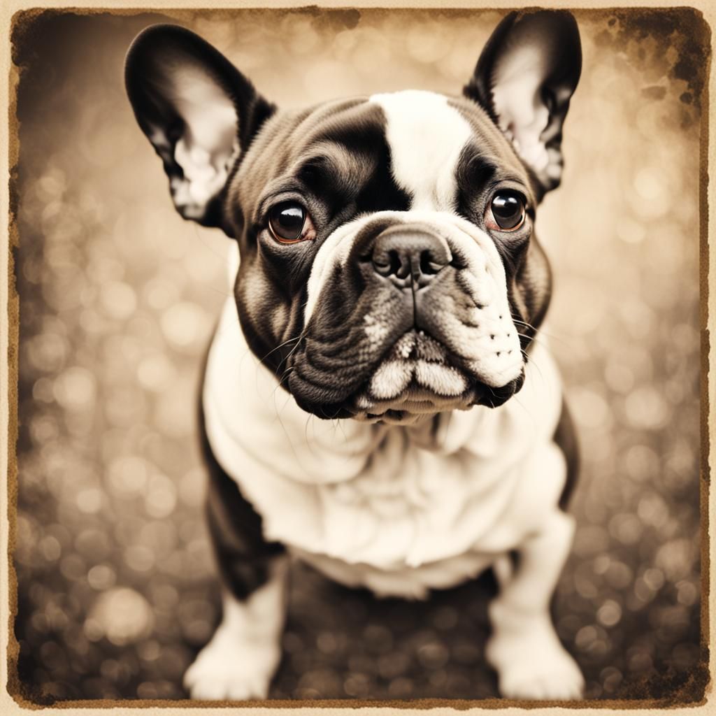 french bulldog, vintage