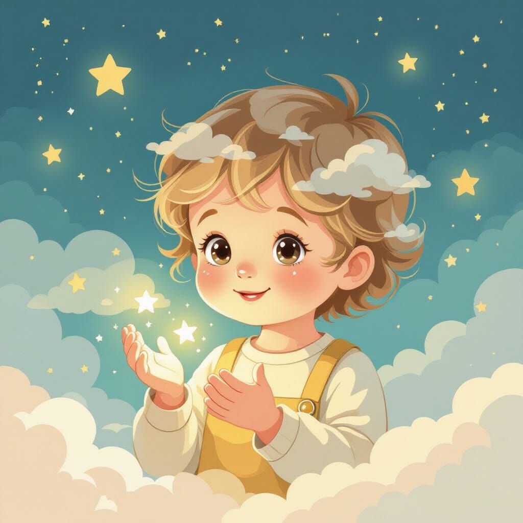 Whimsical Child Double Exposure in Pastel Colors