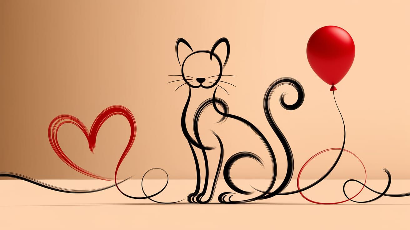 Minimalist line art cat   by @Angelik