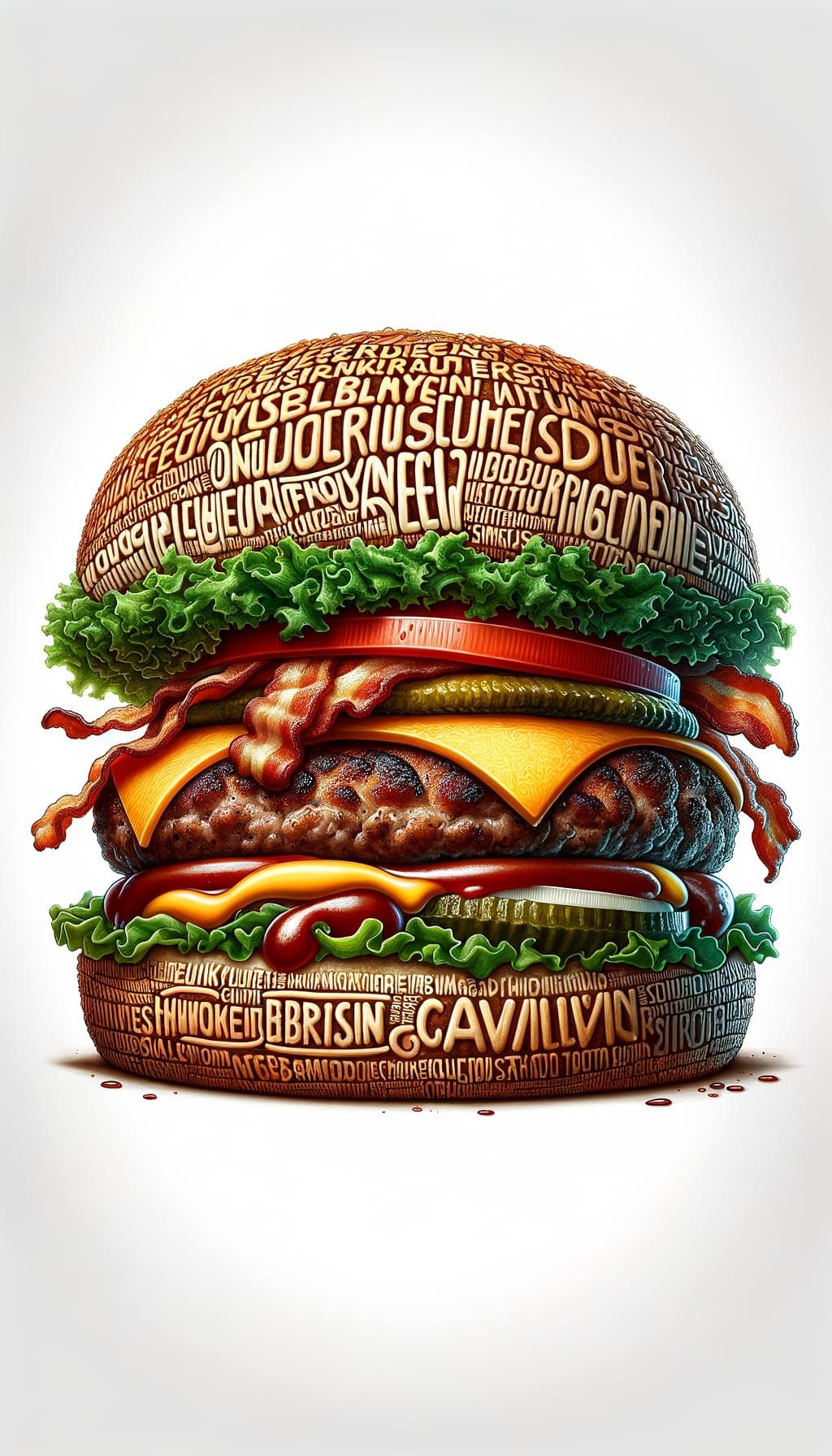 A hamburger with Calvin written all over it