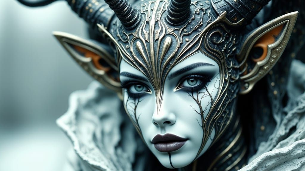 "Branwen - Sovereigness" - <lora:Dark Portraits:1.0> Delicate craquelure <lora:Abstract Reality:1.0> ...  by @PedroGasby